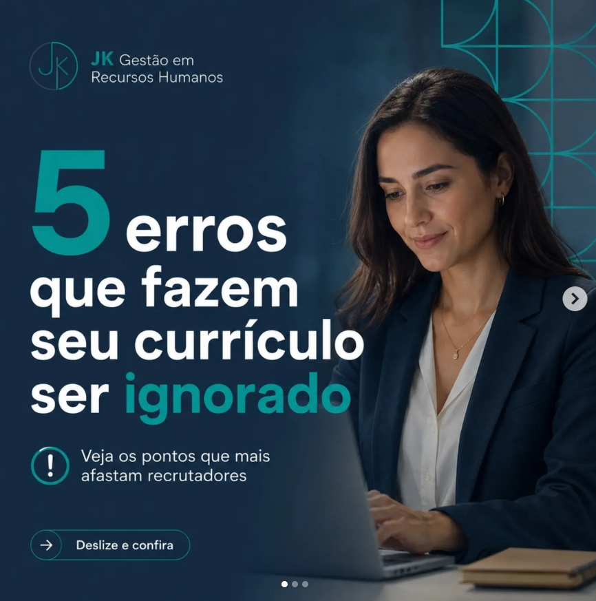 Post da JK: 5 erros que fazem seu currículo ser ignorado. Veja os pontos que mais afastam recrutadores.